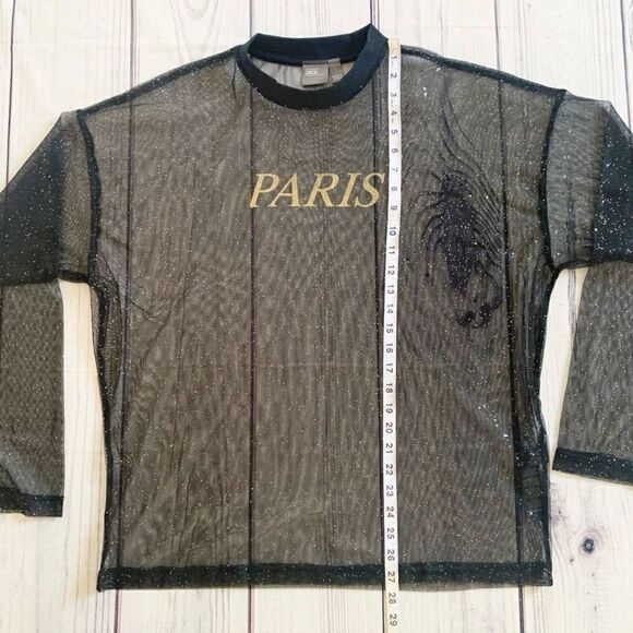 ASOS Sheer Sparkly Long Sleeve See Through Paris Top Size Small Oversized Disco - Picture 6 of 9